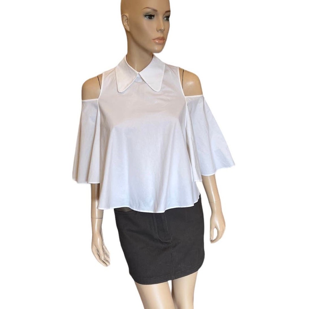 Elle Sasson Cotton White Women Crop Top Sz 2 Preowned Stretchy
